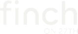 A green sign with the word "finch" in white letters and "on 27th" in smaller white letters below it.