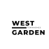a green background with the words west garden written in black