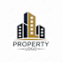 A logo for a property company features a stylized building.