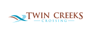 A logo with the words "Twin Creeks Crossing" in stylized font.