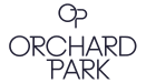 a green logo with the words orchard park on it