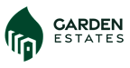 A logo with a leaf and a house is for Garden Estates.