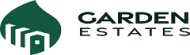 the logo for the garden estates apartments on a white