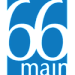 A blue and black graphic with the number 66 and the word main.