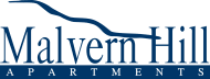 the logo for maven apartments is a blue silhouette of a mountain with a hand reaching out