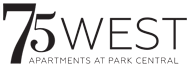 A sign for 75 West apartments at Park Central.