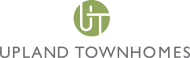 a green logo with the words upland townes