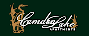 The image is a logo for a company named "Camden Lake Apartments".
