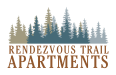 a graphic of a forest with the trail apartments