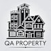 A black and white image of a house with the words "QA PROPERTY" below it.