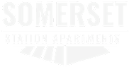 A black and white image of the Somerset Station Apartments logo.