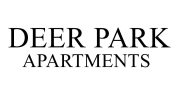 the logo for deer park apartments in black text