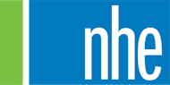 The image contains the text "nhe" in white font on a blue background.