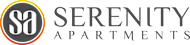 The image is a logo for Serenity Apartments.
