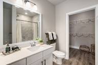 a bathroom with a mirror and a toilet and a sink