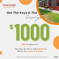 Spring Meadow Apartment Homes is offering $1000 off at move-in with a lease.