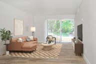 living room view with sliding glass door at Summer Meadows, Riverside, CA, 92507