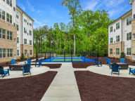 Active Adult birds eye view of courtyard and pickleball courts