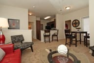Model apartment living room with furnishings