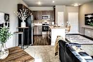 Modern living room at Sterling at Prairie Trail in Ankeny, IA