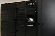 A black locker with the word LUXER on the top.