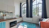 Living area with large windows