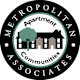 A logo for Metropolitan Apartment Communities features a tree in front of a row of houses.