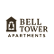 The image shows a logo for Bell Tower Apartments with a bell icon.