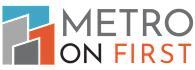 A graphic with the words "METRO ON FIRST" in different fonts and colors.