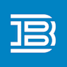 A white letter B on a blue background.
