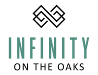 a logo with the words on the oaks on a green background