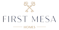 A logo for First Mesa Homes featuring two keys.