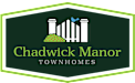 A logo for Chadwick Manor Townhomes features a stylized house and trees.
