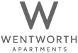 A logo with the text "WENTWORTH APARTMENTS" in front of a dark background.