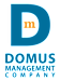 A blue and green logo with the letter D and the words Domus Management Company.
