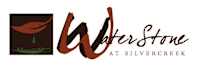 A logo with a stylized text that reads "Waterstone at Silvercreek".