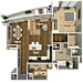 floor plan of a small apartment with a bathroom and a bedroom