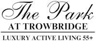 The image is a logo for a place called "The Park at Trowbridge" which offers luxury active living for individuals aged 55 and above.