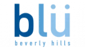 The image shows a logo with the text "blu" in large font.