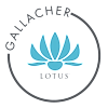 a logo of a lotus flower on a green background