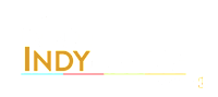 A logo with a city skyline and the words "INDIY LIVING" in front of it.