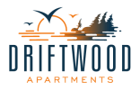 the logo for driftwood apartments is shown with the word driftwood