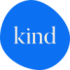 a blue circle with the word kind written in it