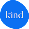 blue circle with the word kind written in it