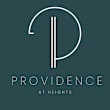 A logo with the text "Providence at Heights" in front of a dark background.