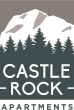 a picture of the castle rock apartments logo with a mountain in the background