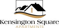 a logo for kensington square apartments