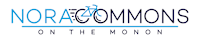 The image features a logo with the words "NORA:COMMONS ON THE MONON" and a bicycle icon.