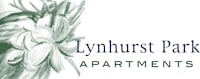 A white floral image with the words Lynhurst Park Apartments.