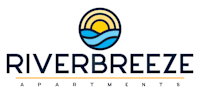 The image is a logo for Riverbreeze Apartments.